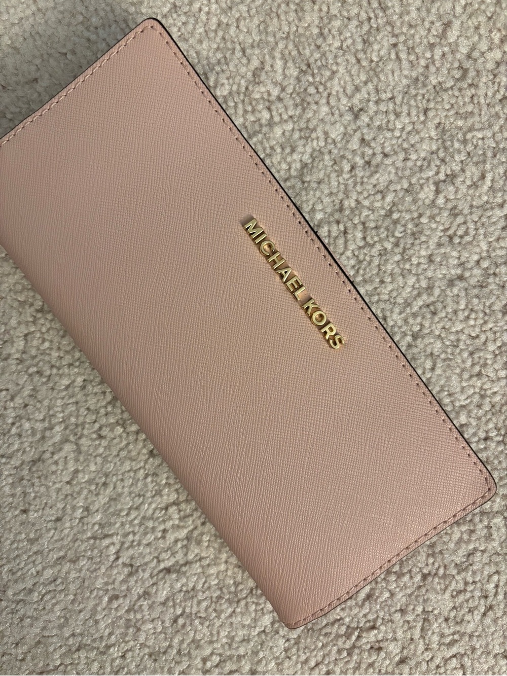NWOT Michael Kors Jet Set Powder Blush Pink Saffiano Leather Continental Wallet